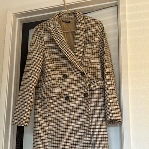 Plaid Double-Breasted Trench Coat